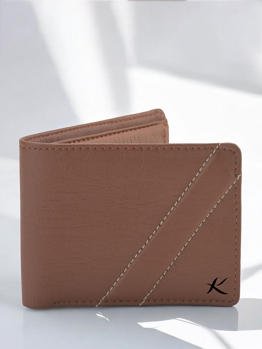 

Kastner Men Textured Cut Work PU Two Fold Wallet, Tan