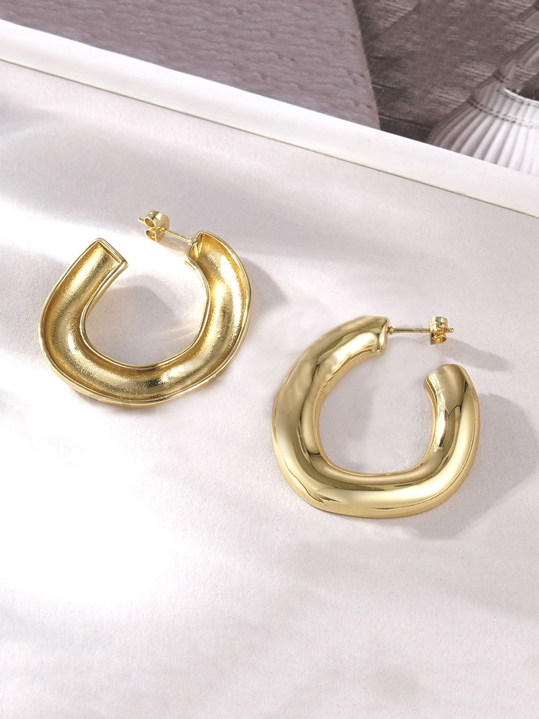 

KRENOZ Gold-Plated Stainless Steel Geometric Twisted Drop Earrings