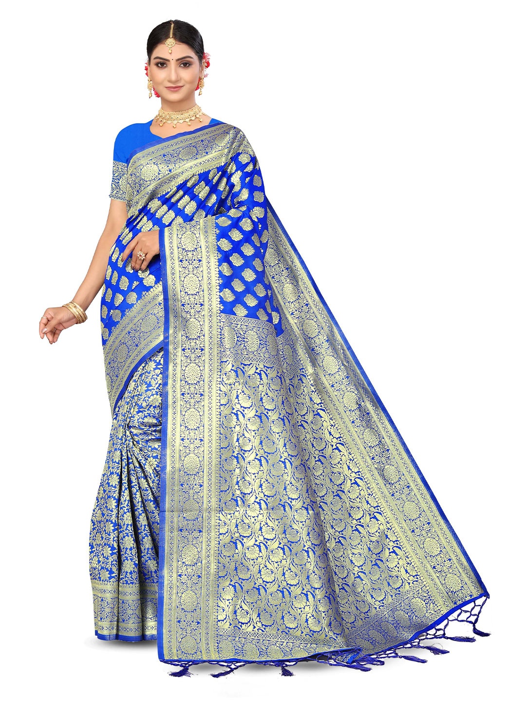 

Maroosh Woven Design Zari Banarasi Saree, Blue