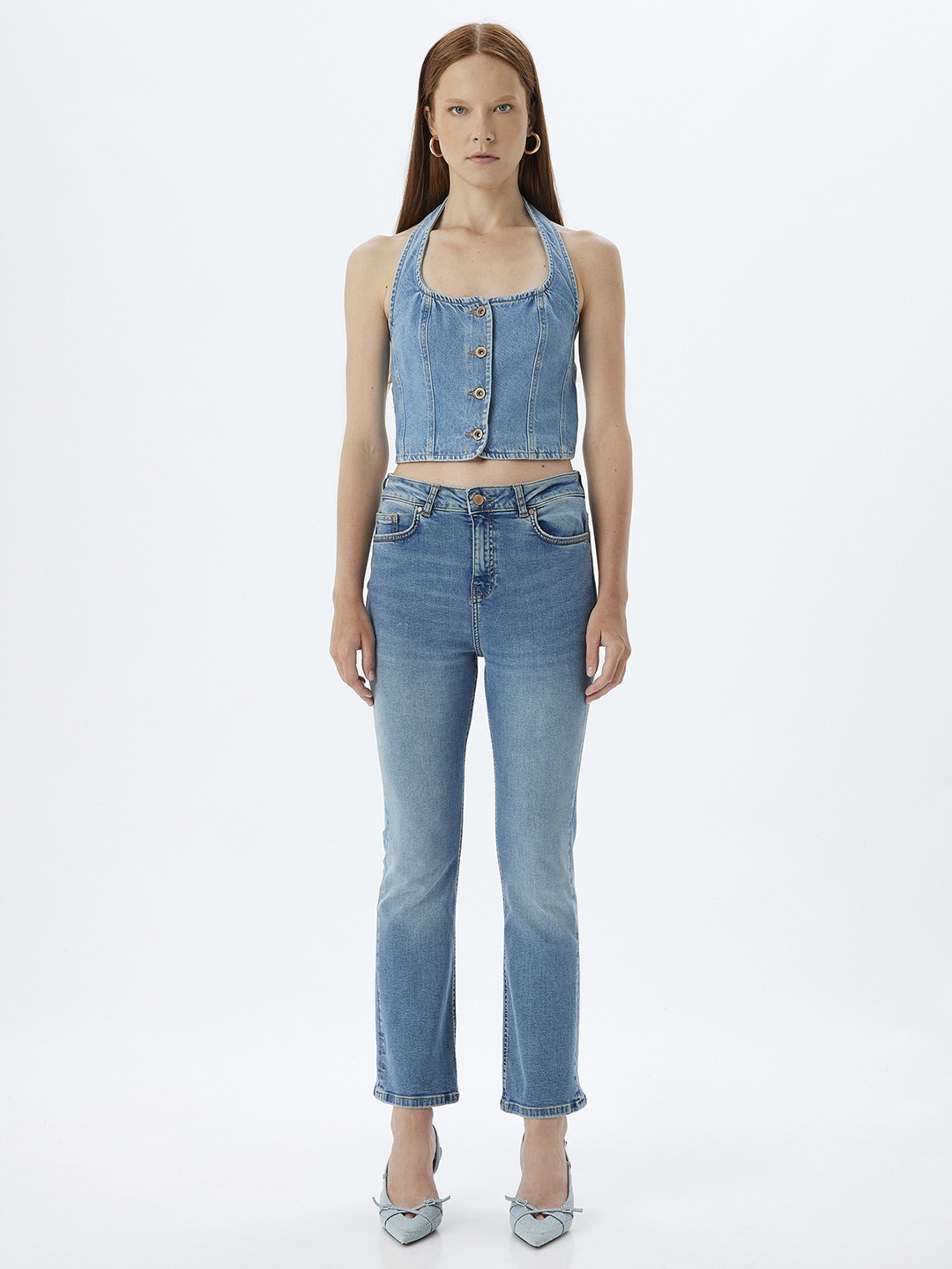 

Koton Women Skinny Fit Mid-Rise Jeans, Turquoise blue