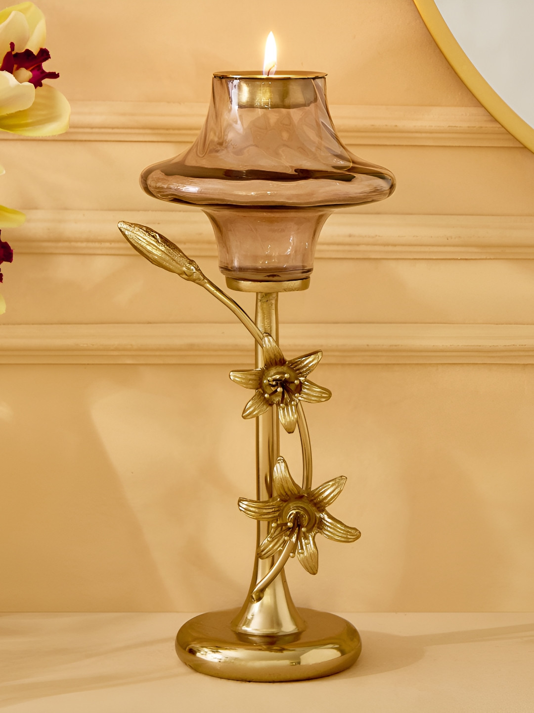 

Home Centre Purple & Beige Candle Holder