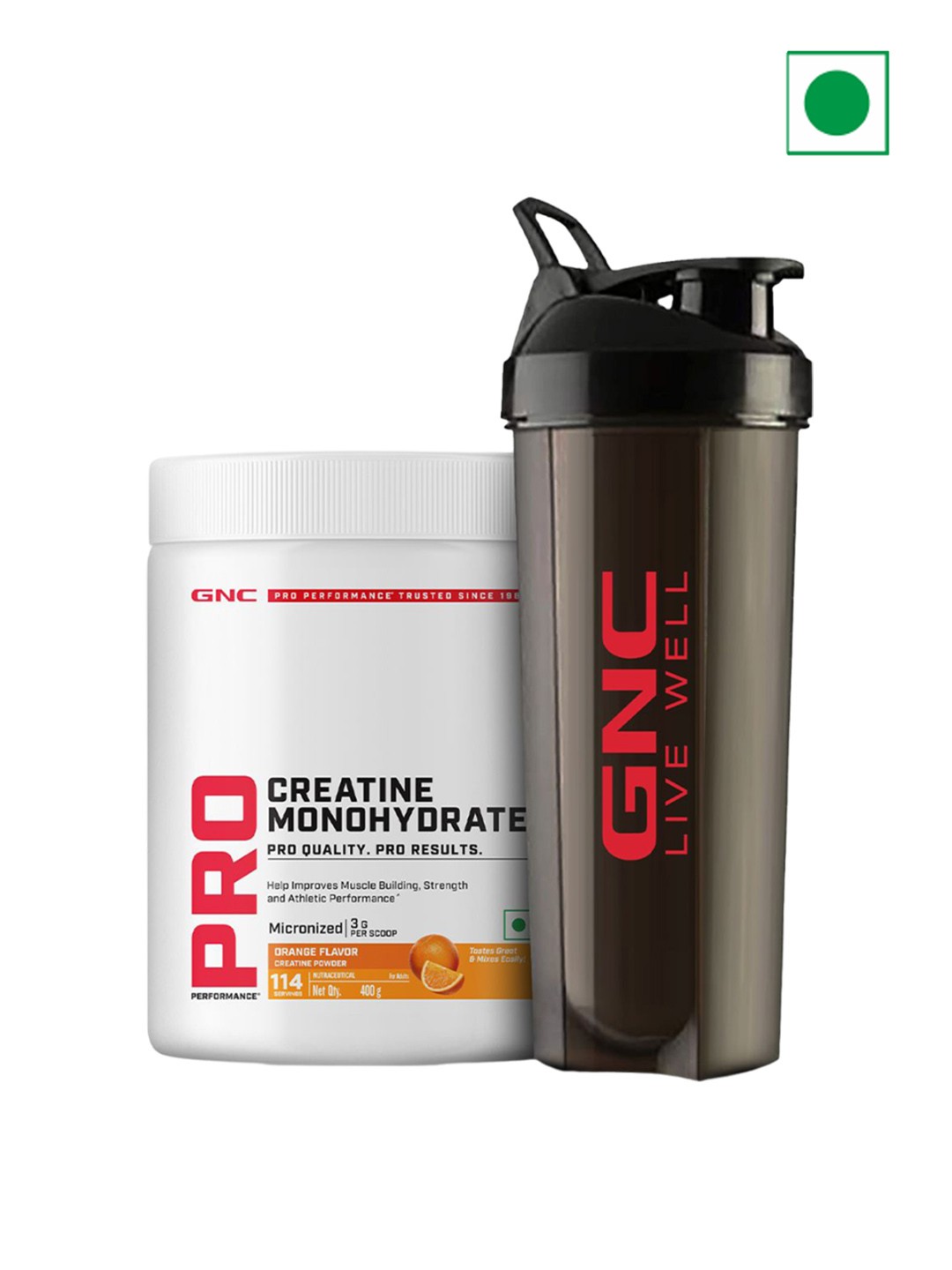 

GNC Orange Pro Performance Creatine Monohydrate Micronized Powder - 400 gm & Shaker, White