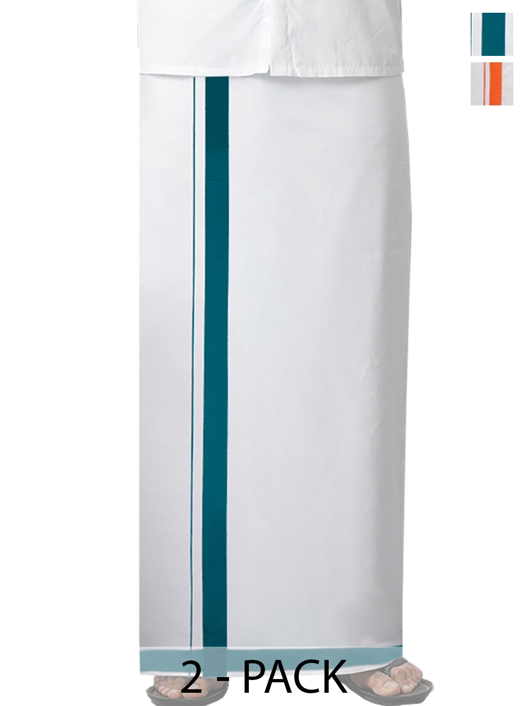 

Ramraj Pack of 2 Men Solid Dhoti with Border, White