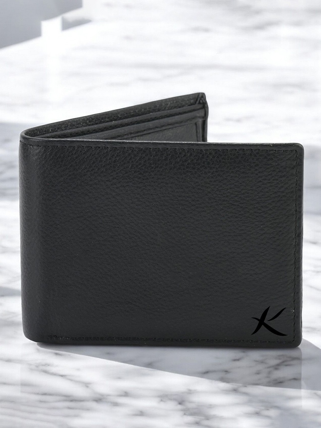 

Kastner Men Textured Two Fold Leather Wallet with RFID Blocking, Black