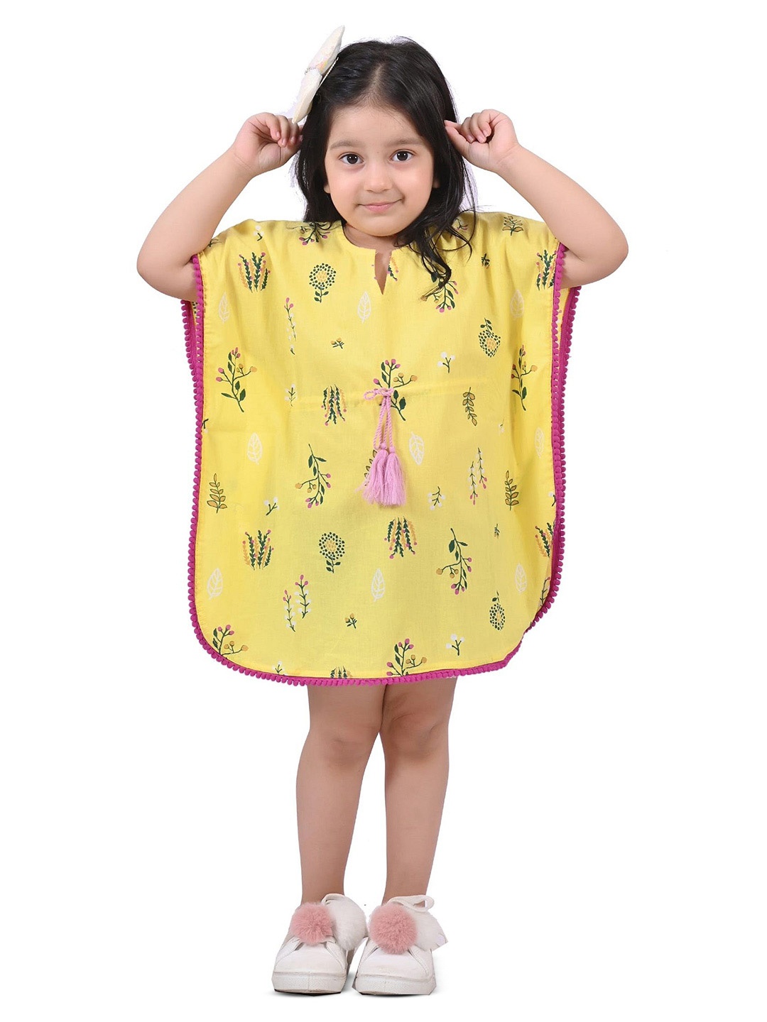 

Cloth Bites Girls Conversational Printed Round Neck Cotton Top, Yellow