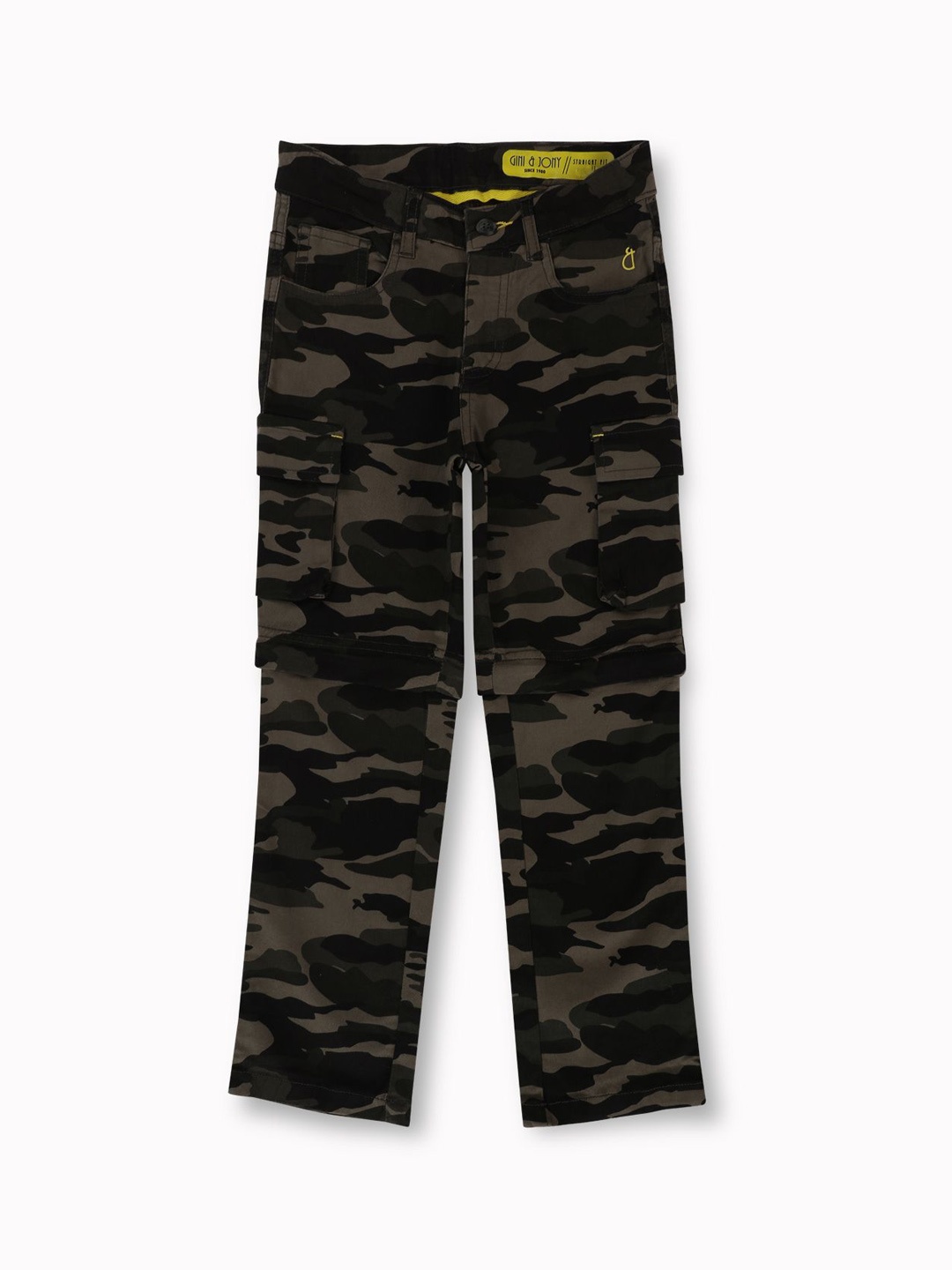 

Gini and Jony Boys Cotton Camouflage Printed Original Trousers, Olive