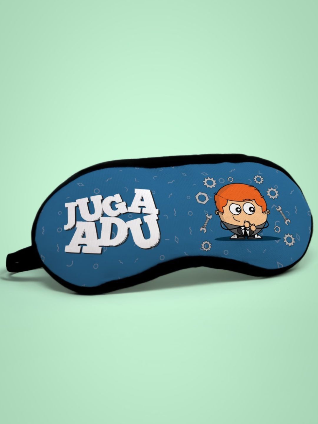 

Indigifts Unisex Satin Graphic Printed Eyemask Travel Accessory, Blue