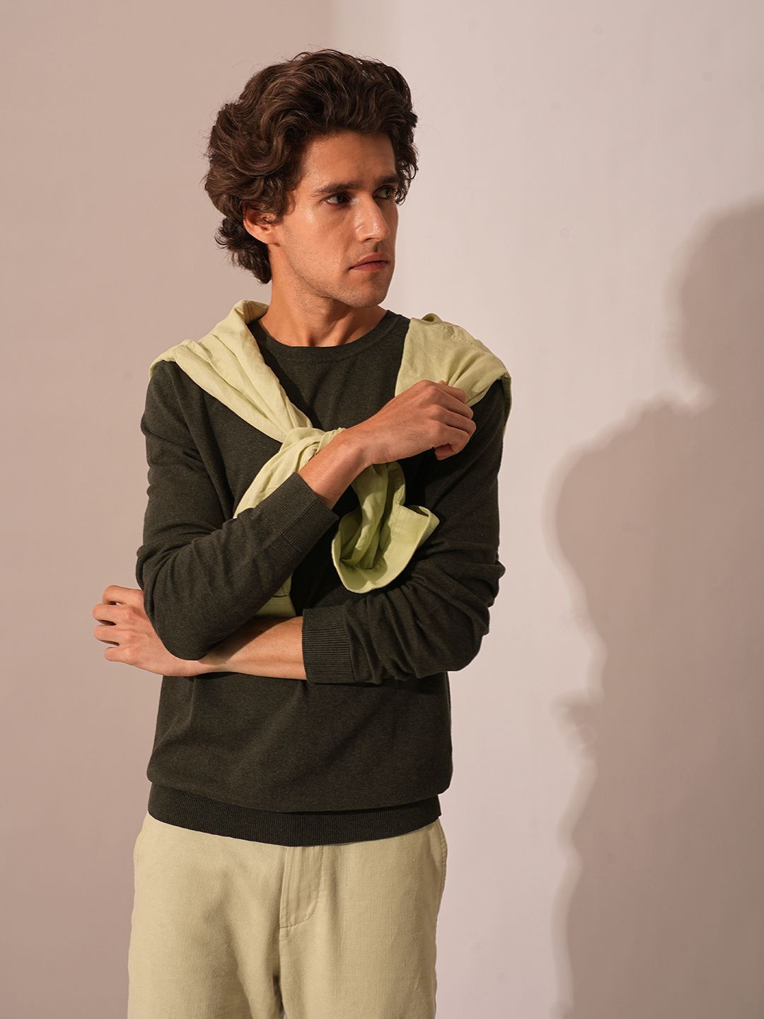 

SELECTED Men Pure Cotton Solid Pullover Sweatshirt, Brown