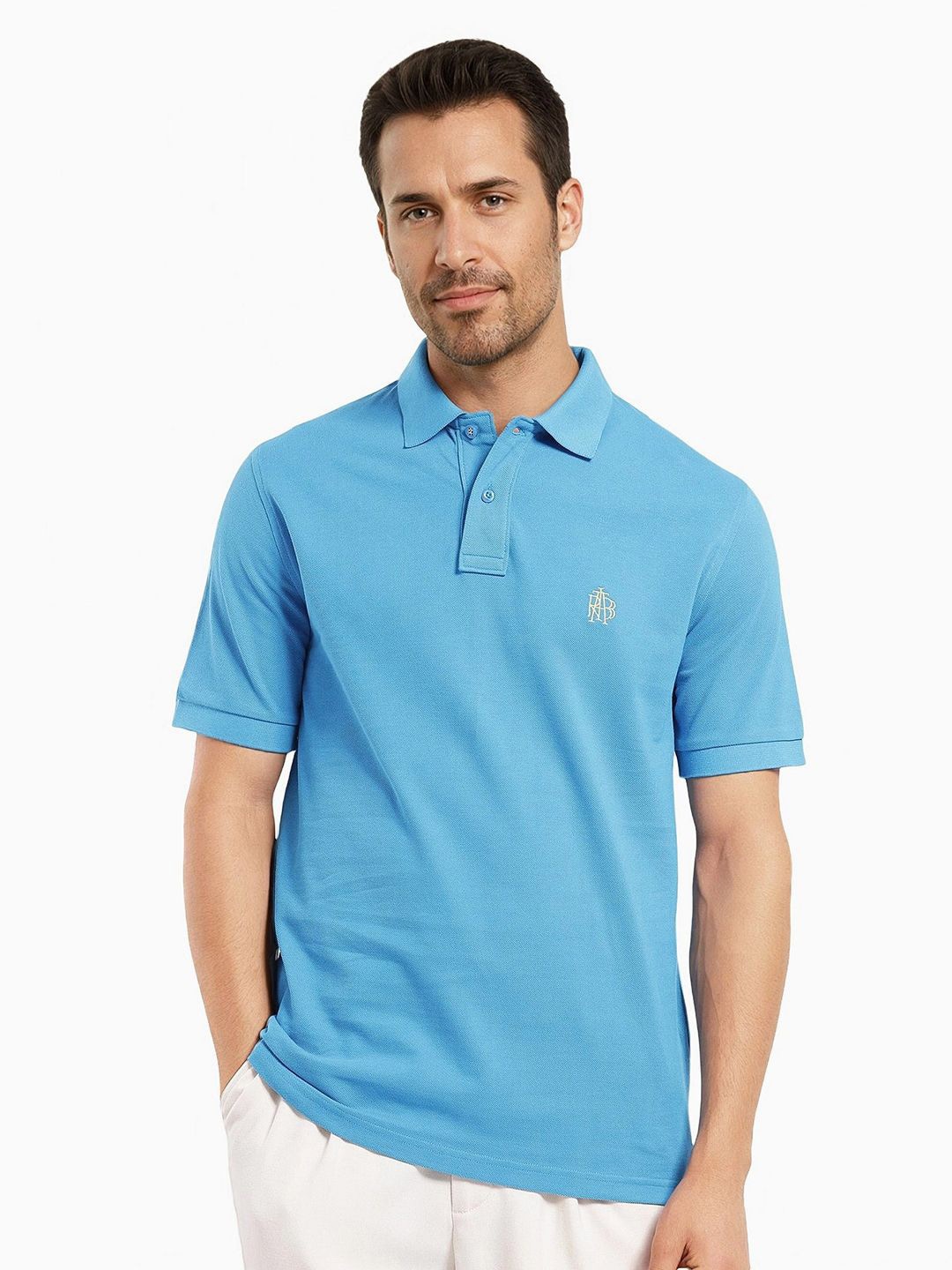 

RARE RABBIT Men Polo Collar Pockets T-shirt, Blue