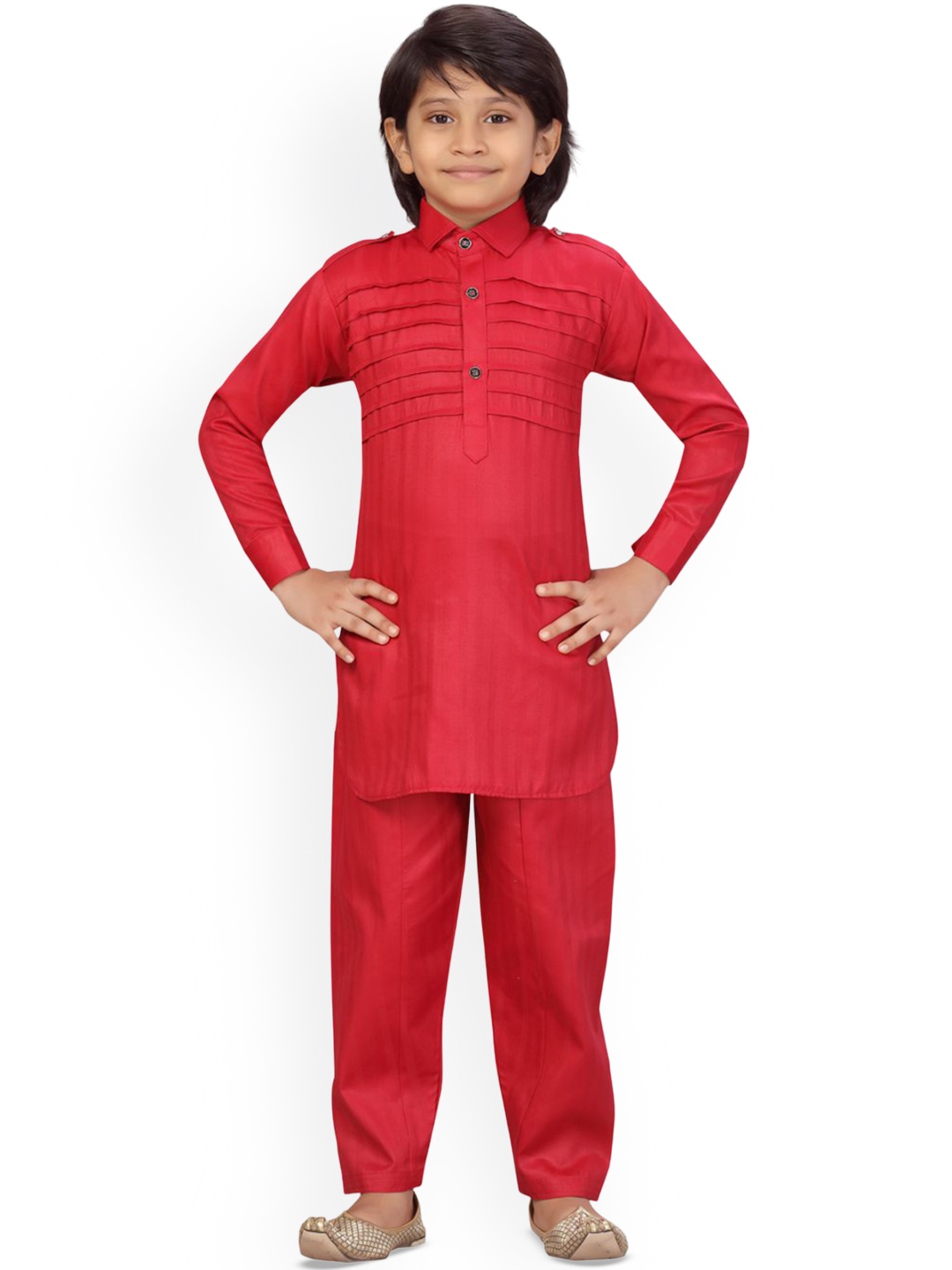 

BAESD Boys Pure Cotton Pathani Kurta Pyjama Set, Maroon