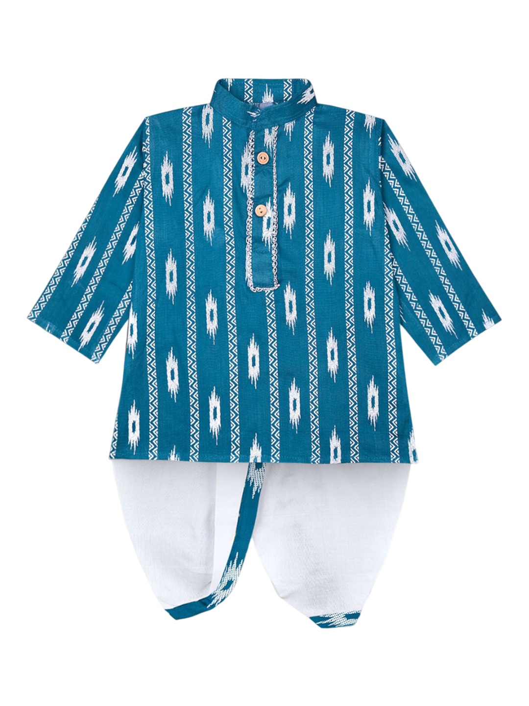 

BAESD Boys Ethnic Motifs Printed Regular Kurta with Dhoti Pants, Blue