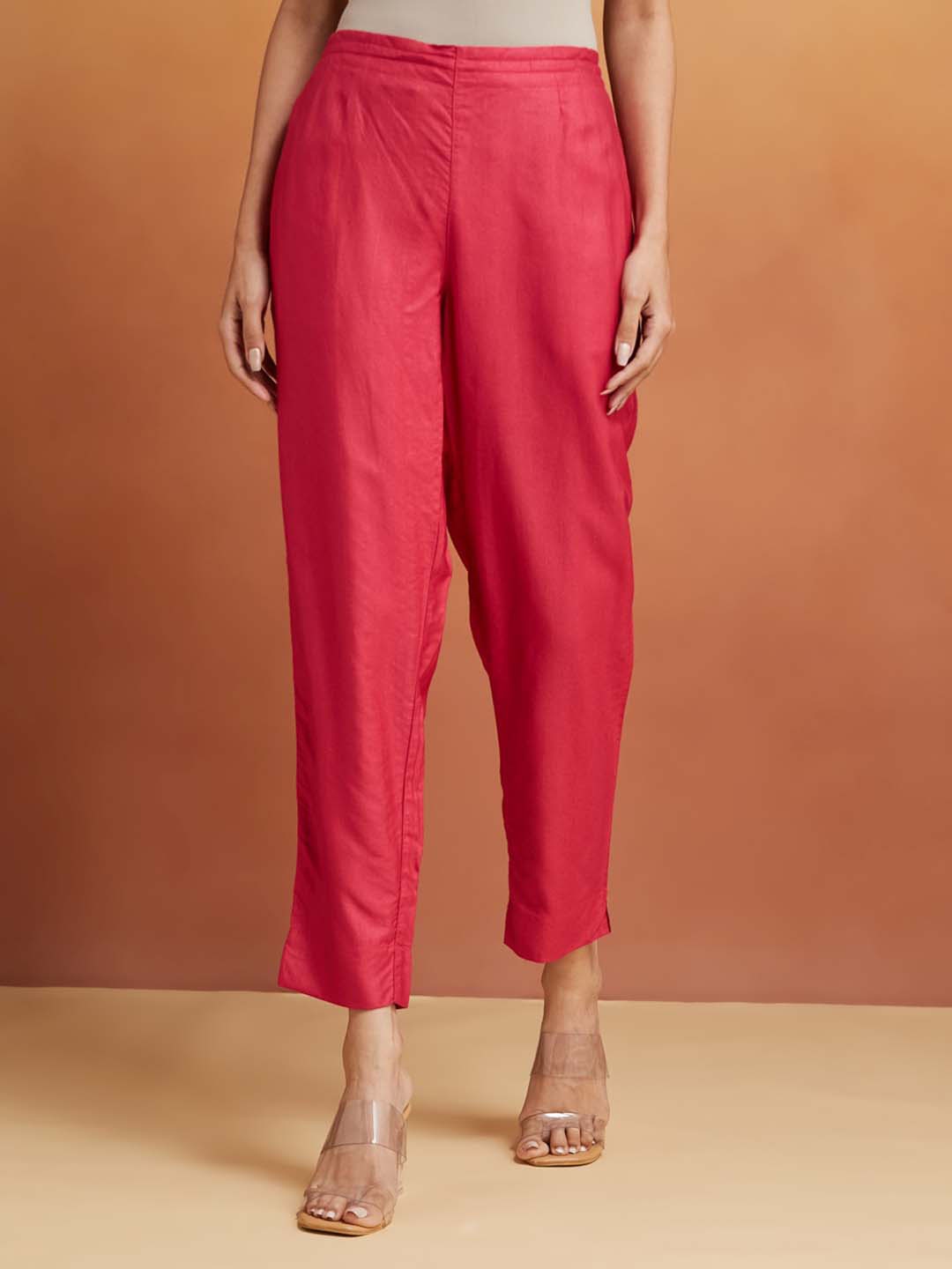 

Fabindia Women Mid-Rise Trousers, Fuchsia