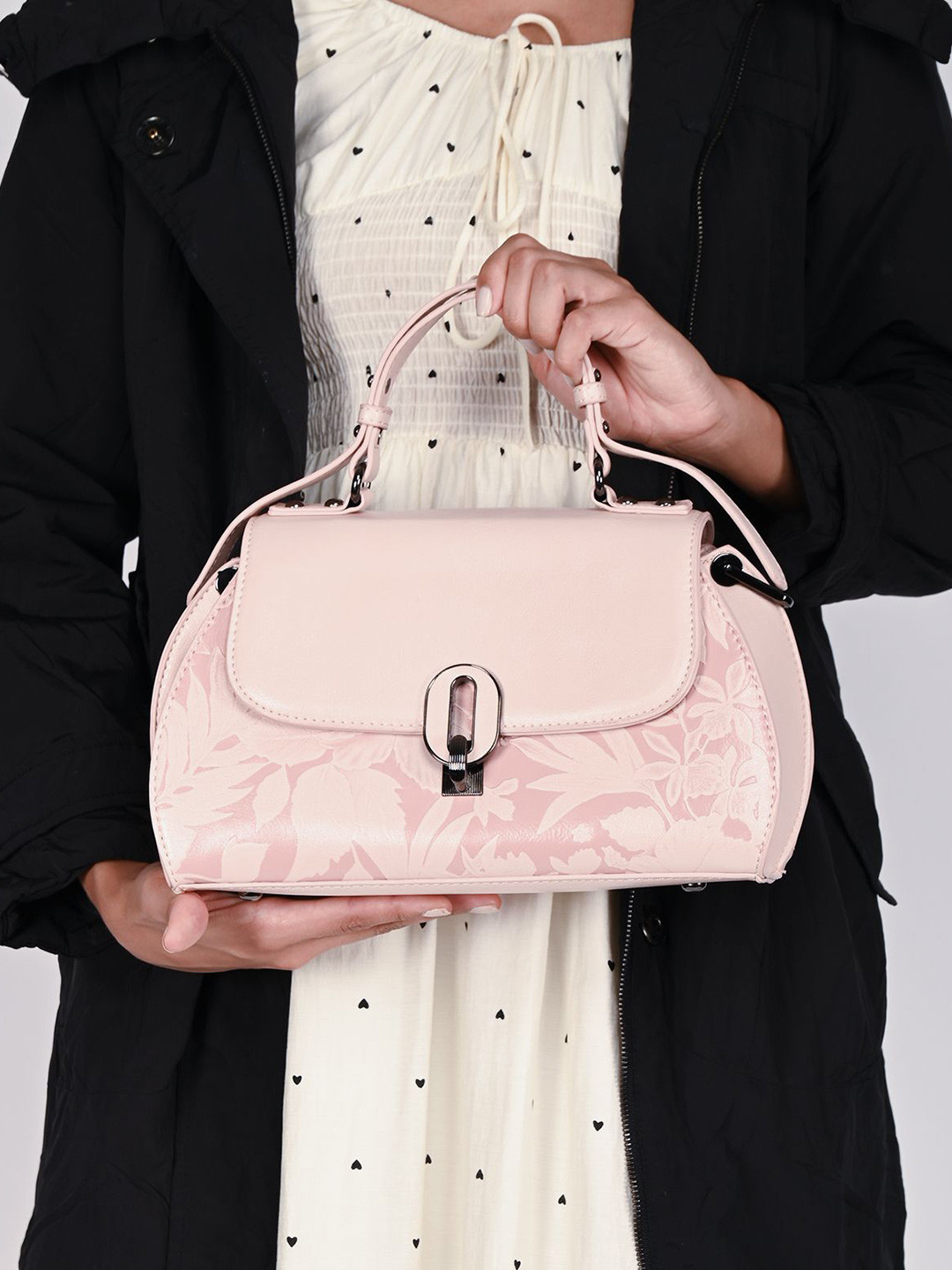 

ODETTE Women Structured Handheld Bag, Pink