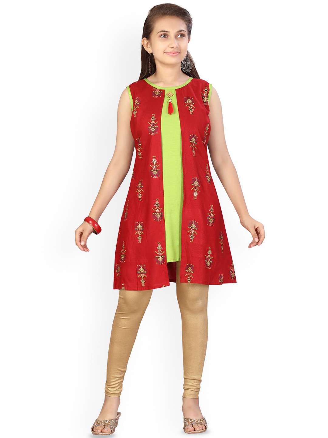 

BAESD Girls Embellished Kurta, Red