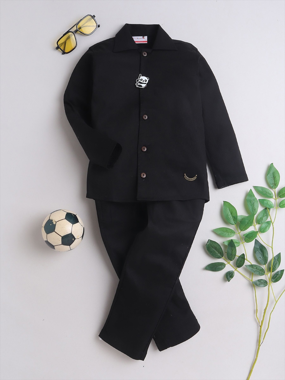 

BAATCHEET Boys Shirt with Trousers, Black