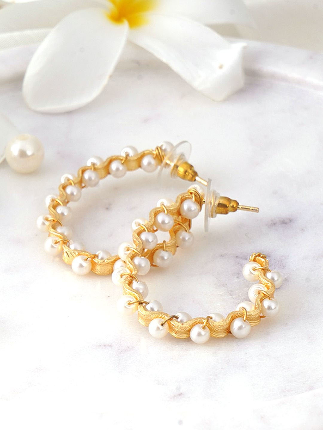 

Adwitiya Collection Gold Plated Classic Half Hoop Earrings