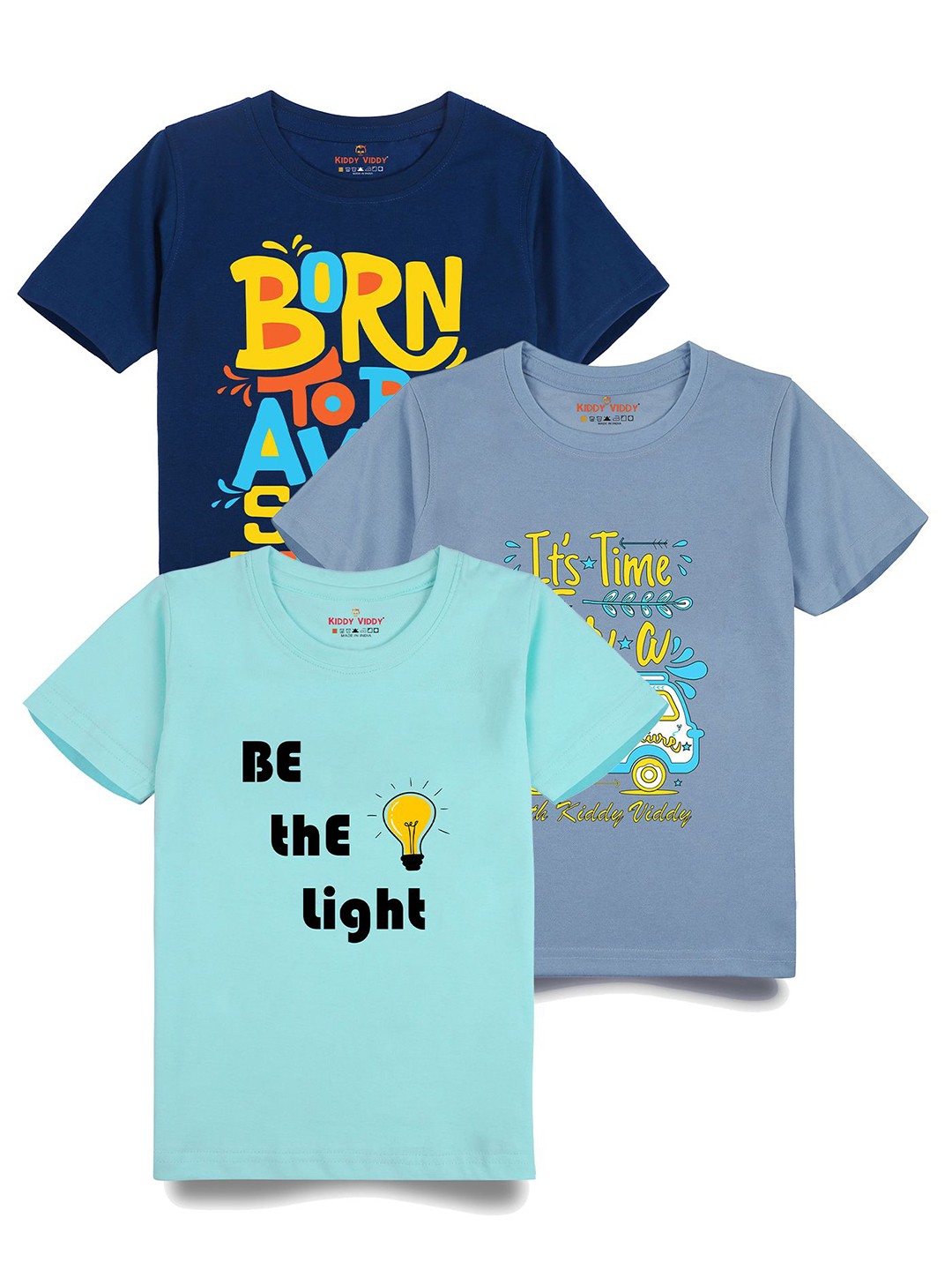 

AUSK Boys Pack Of 3 Graphic Printed Round Neck Cotton T-shirts, Grey