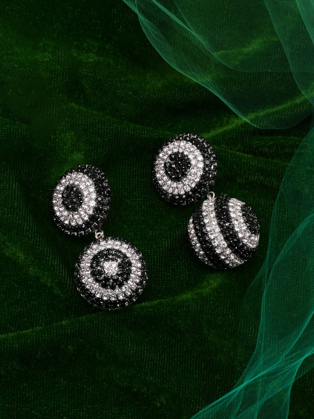 

KPOP Silver Plated Rhinestone Studded Contemporary Drop Earrings