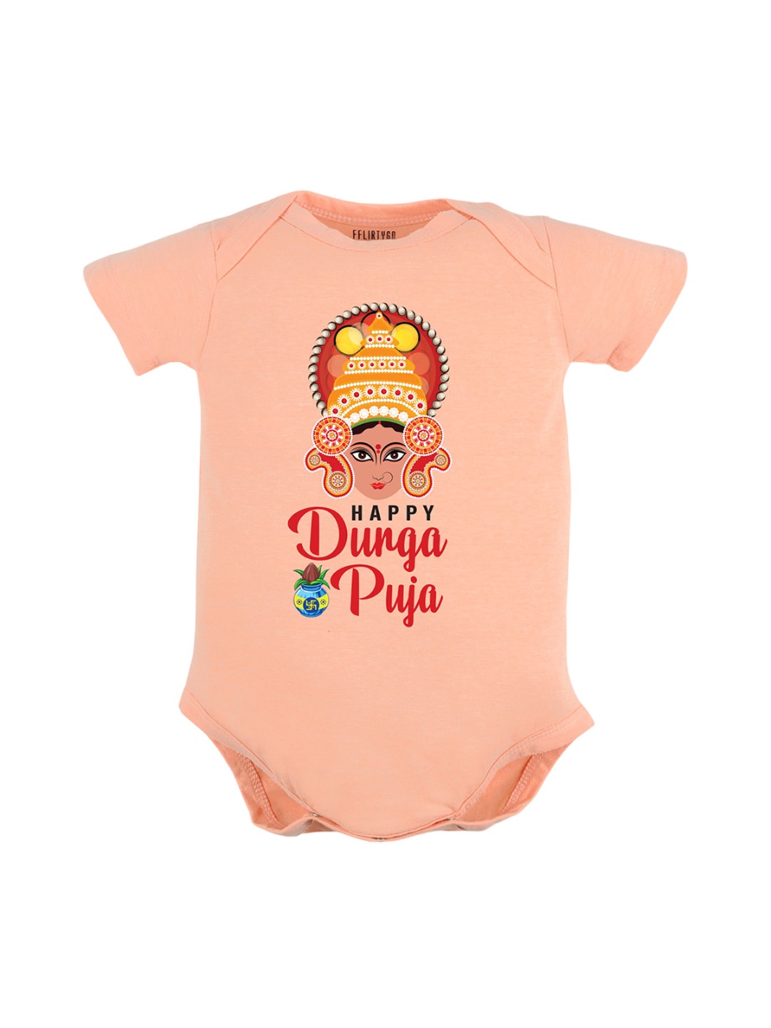 

FFLIRTYGO Infants Printed Pure Cotton Bodysuit, Peach