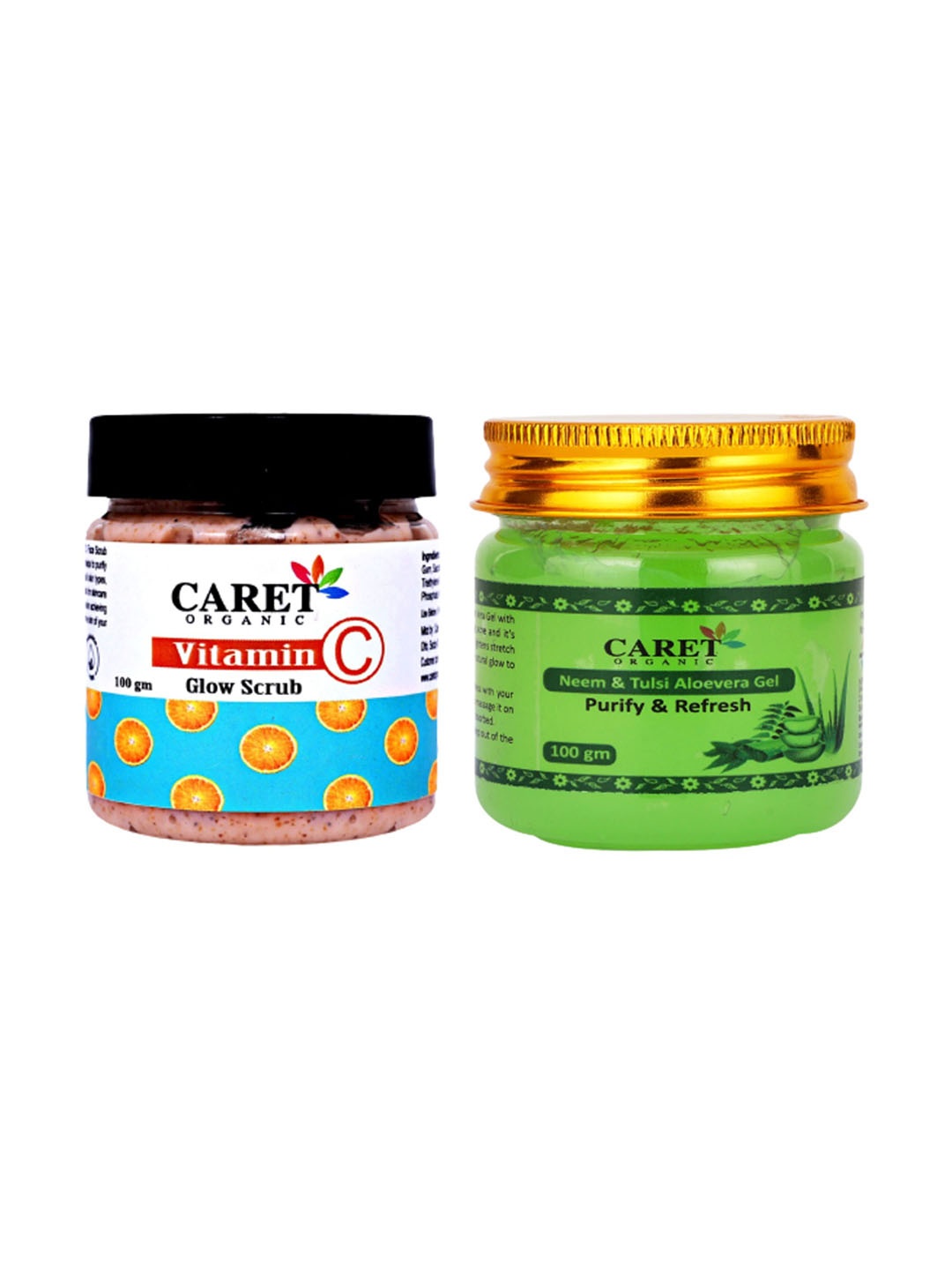

CARET ORGANIC Vitamin C Glow Scrub & Aloe Vera Gel - 100 g Each, White