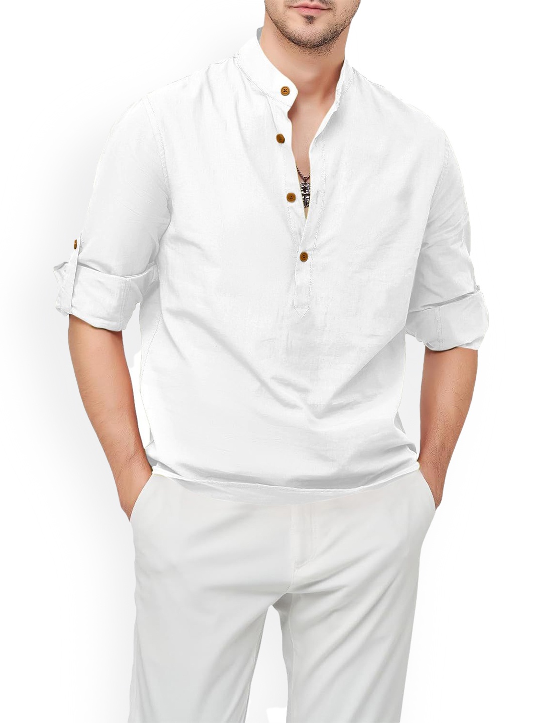 

Zombom Men Kurta, White