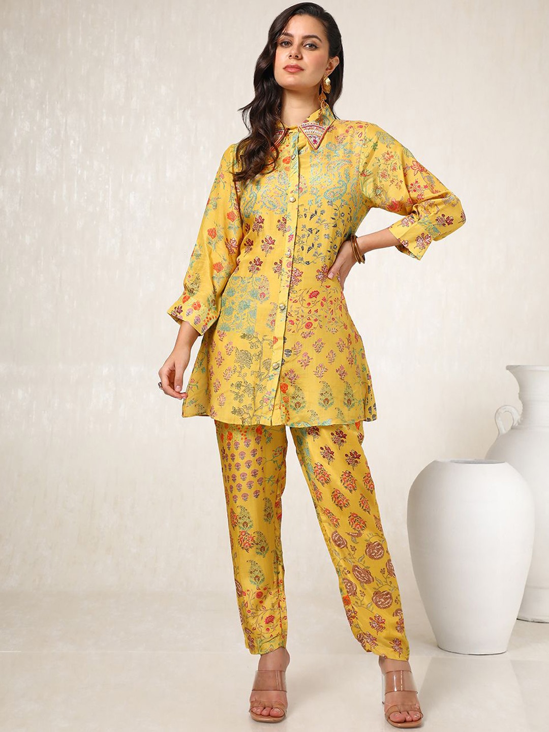 

Soch Printed Shirt With Trousers Co-Ords, Mustard