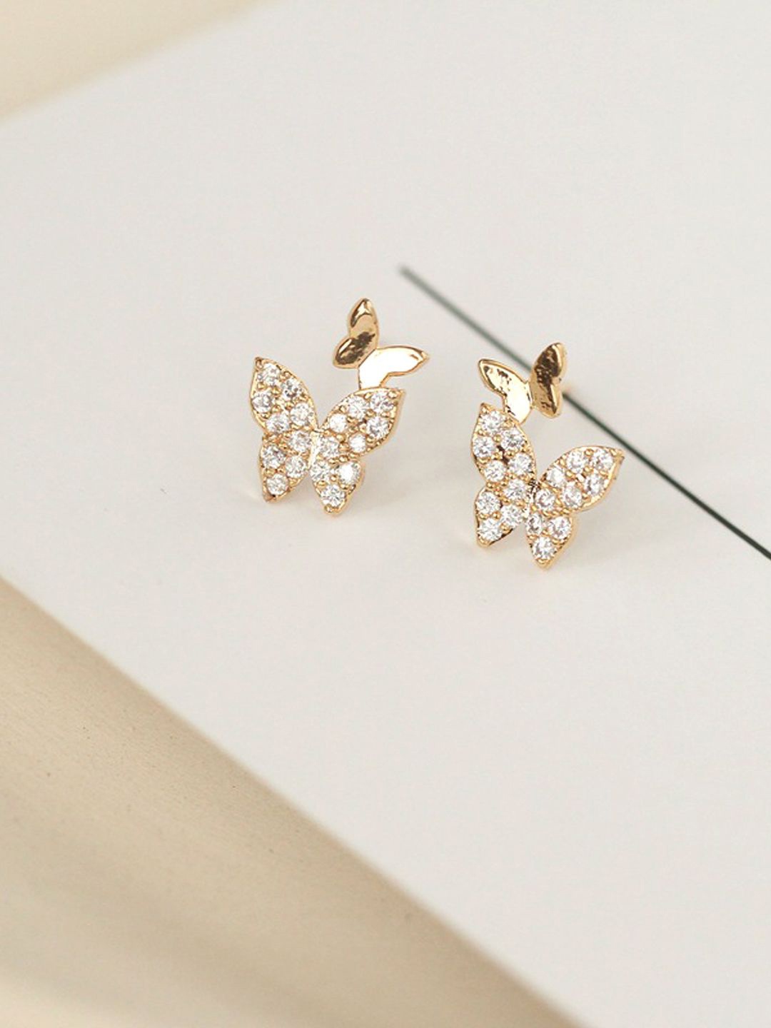 

Krelin Gold Plated Cubic Zirconia Butterfly Shaped Studs