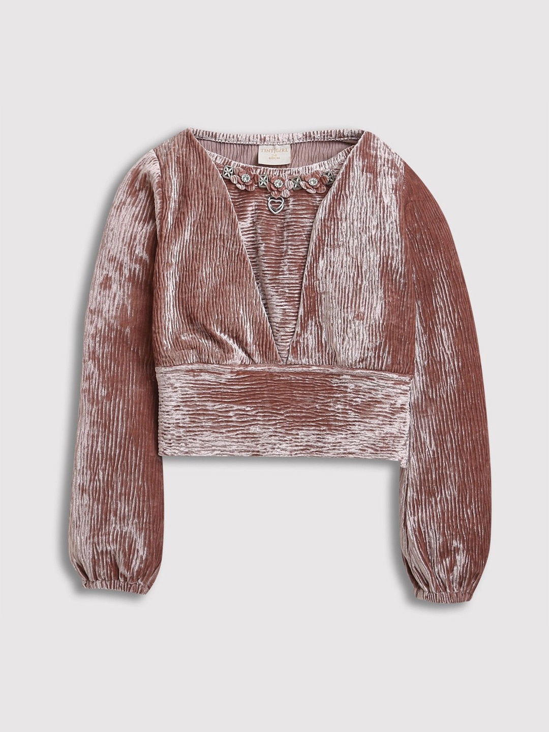 

Tiny Girl Self Design Round Neck Top, Brown