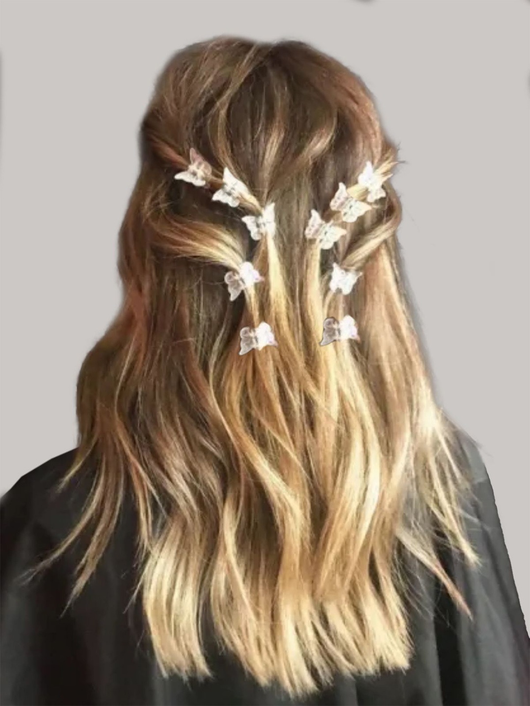 

fabula Women Set Of 10 Shimmer Butterfly Mini Hair Claw Clips, White