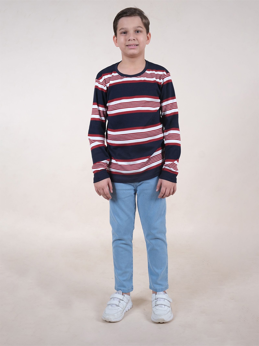 

KiddoPanti Boys Striped Pure Cotton T-shirt with Trousers Clothing Set, Navy blue