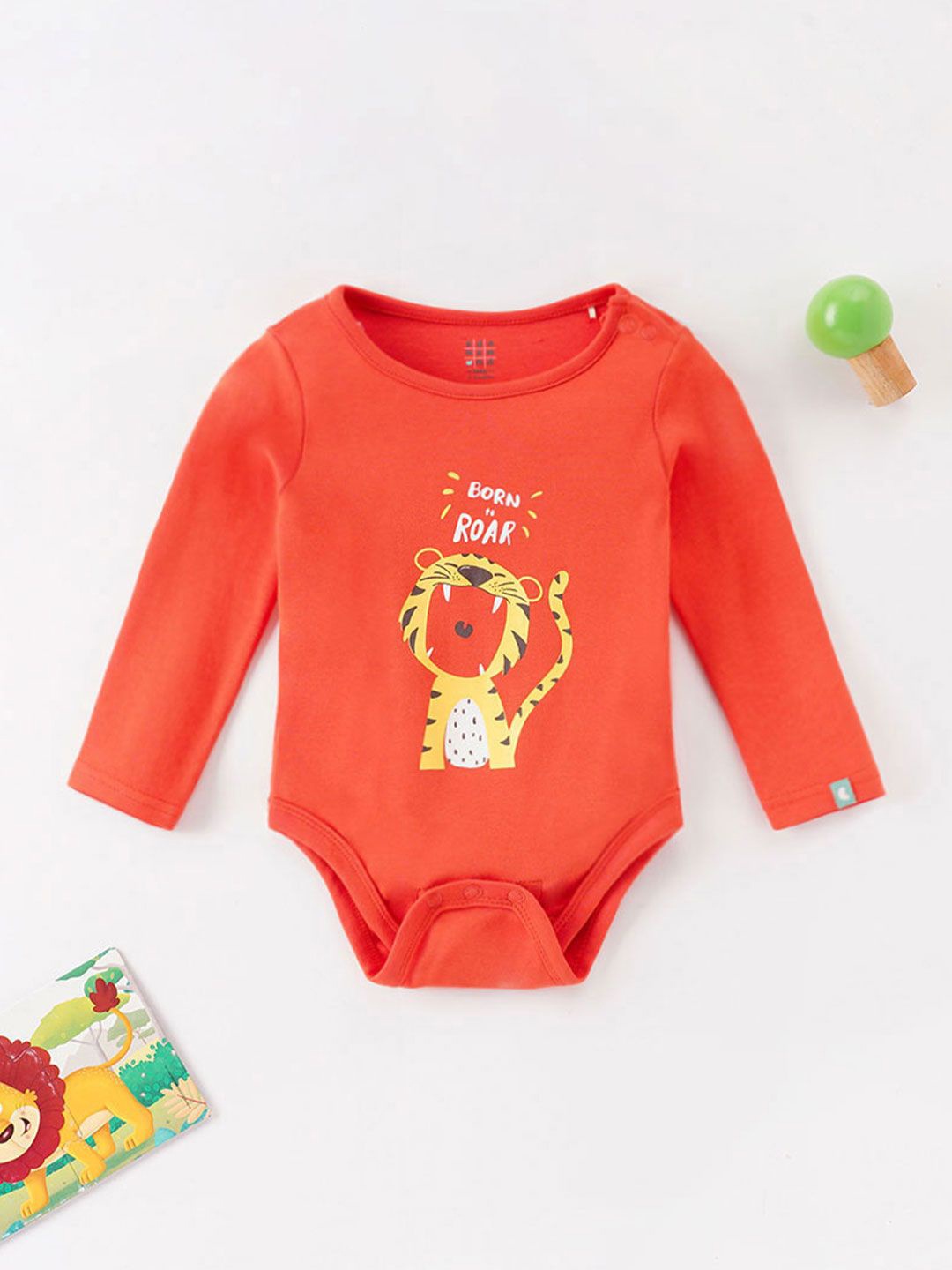 

Ed-a-Mamma Baby Boys Printed Pure Cotton Bodysuit, Orange