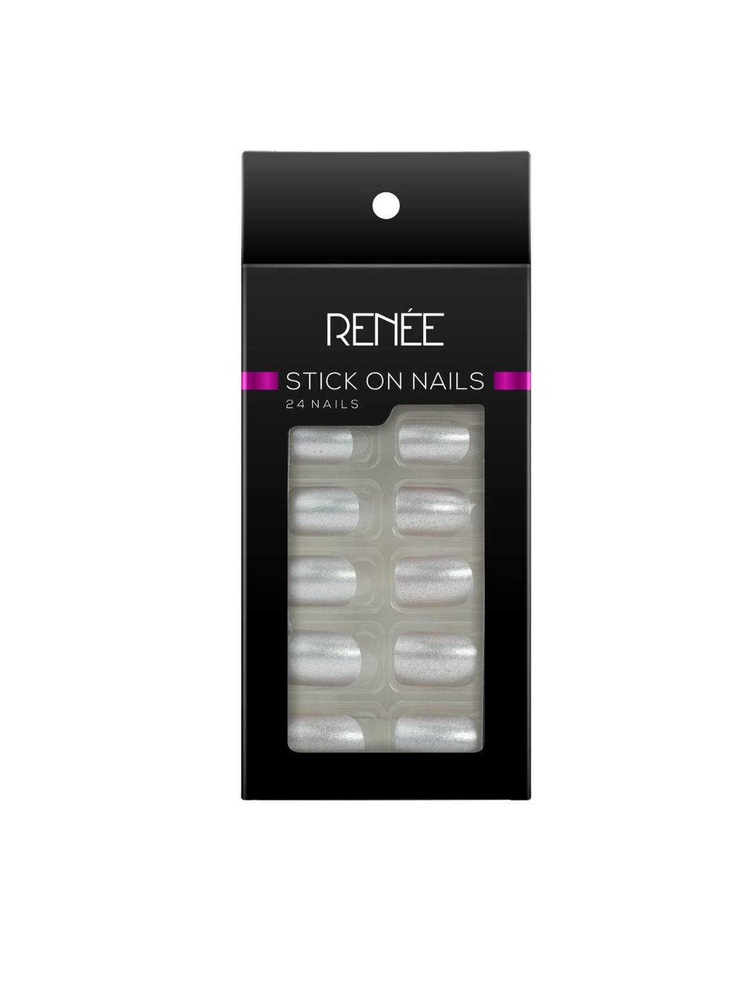 

Renee Set of 24 Stick-On Nails - MN 01, Silver