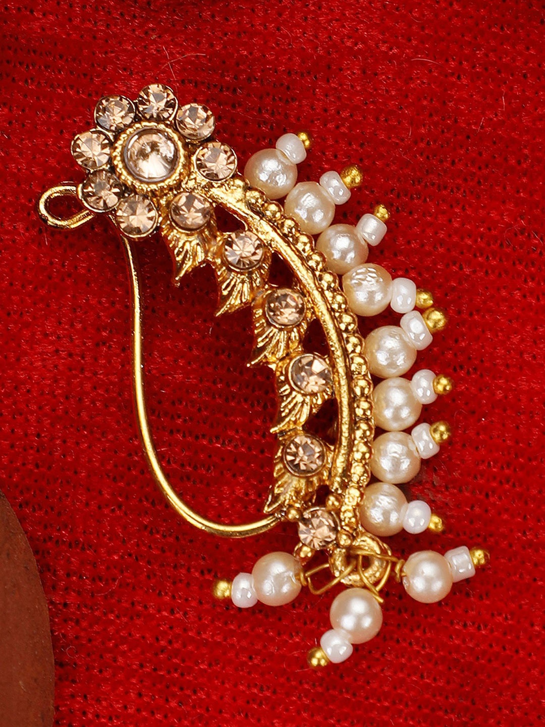 

ANIKAS CREATION Gold-Plated Cubic Zirconia Stud Nosepin