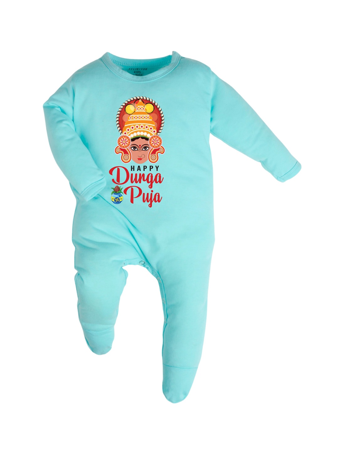 

FFLIRTYGO Infants Printed Cotton Sleepsuits, Turquoise blue