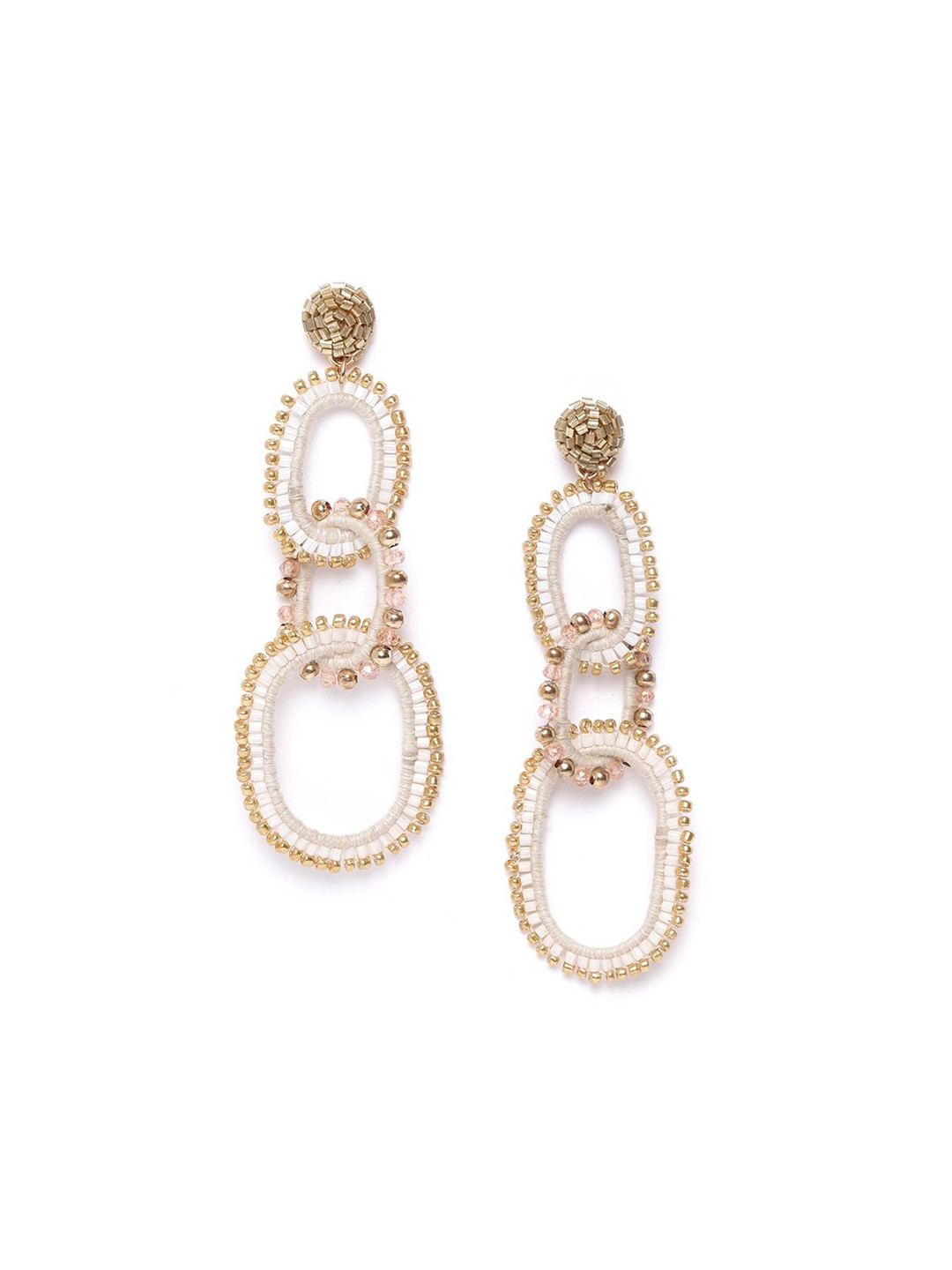 

KPOP Gold Plated Beaded Contemporary Drop Earrings