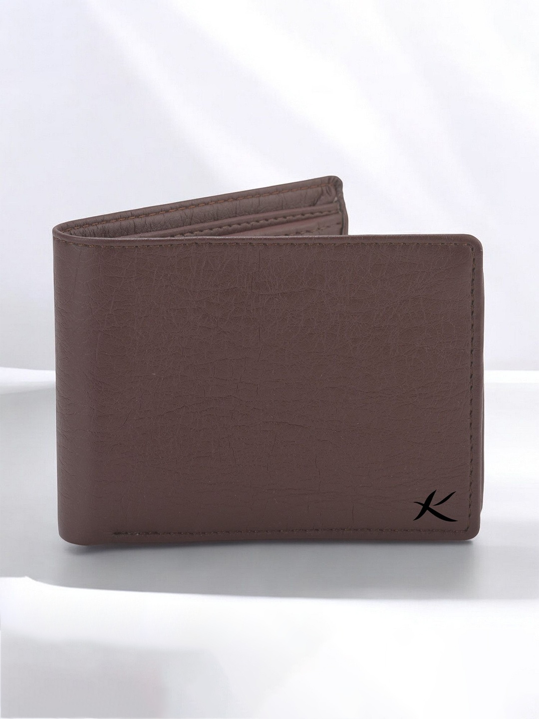 

Kastner Men Textured Cut Work PU Two Fold Wallet, Brown