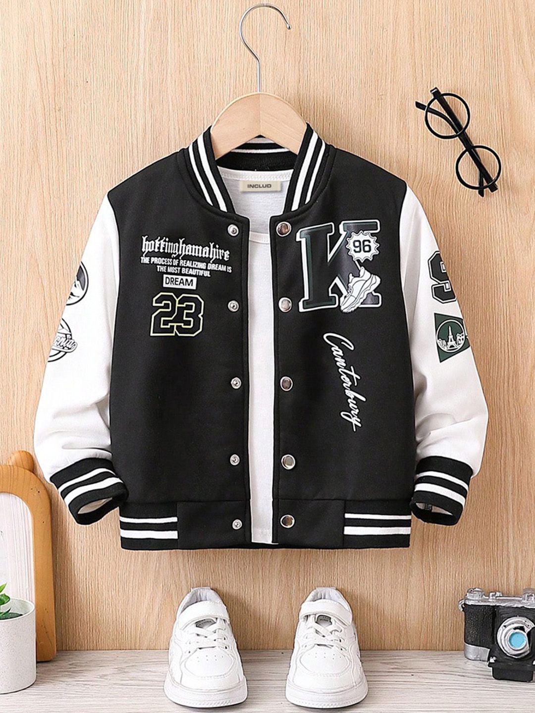 

INCLUD Boys Colourblocked Open Front Jacket, Black