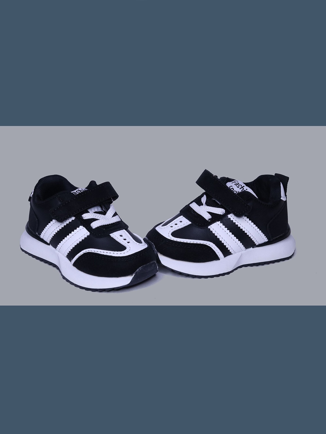 

BAESD Unisex Kids PU Velcro Sneakers, Black