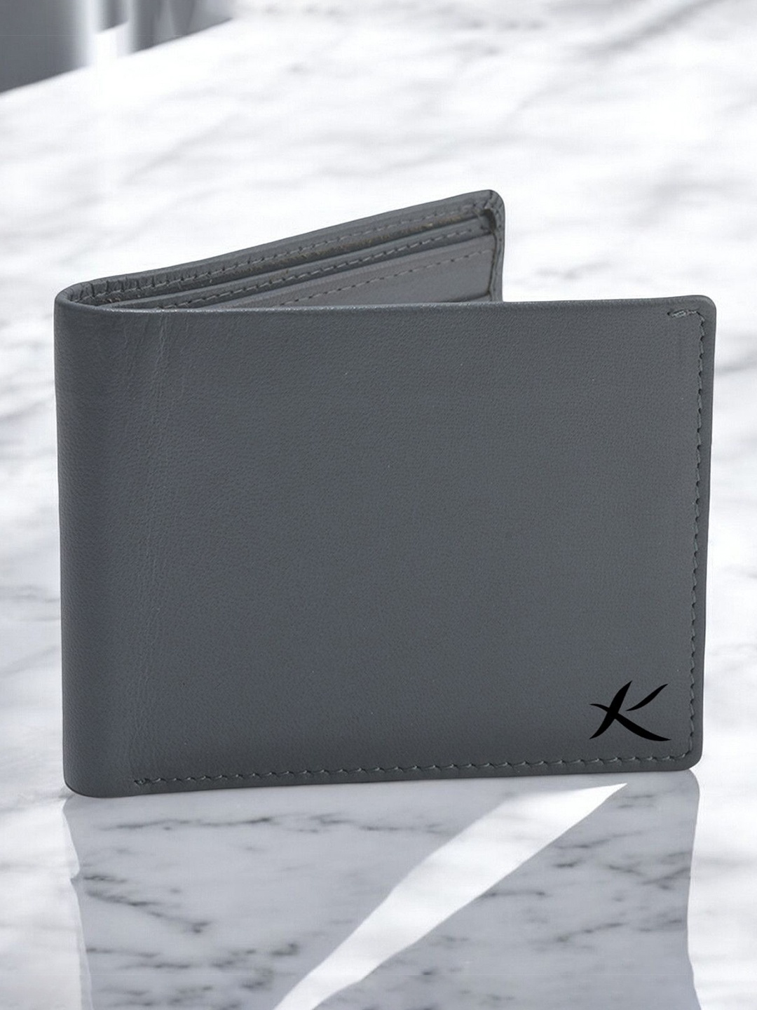

Kastner Men Textured Cut Work Leather Two Fold Wallet, Grey