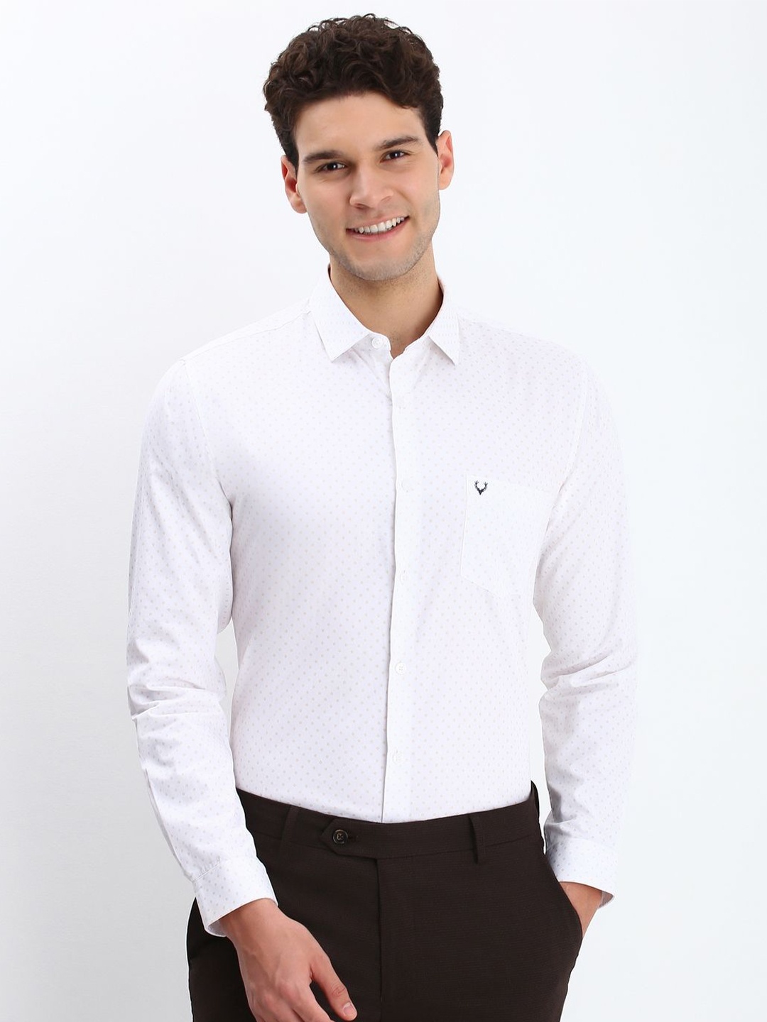 

Allen Solly Men Spread Collar Geometric Printed Cotton Slim Fit Formal Shirt, White