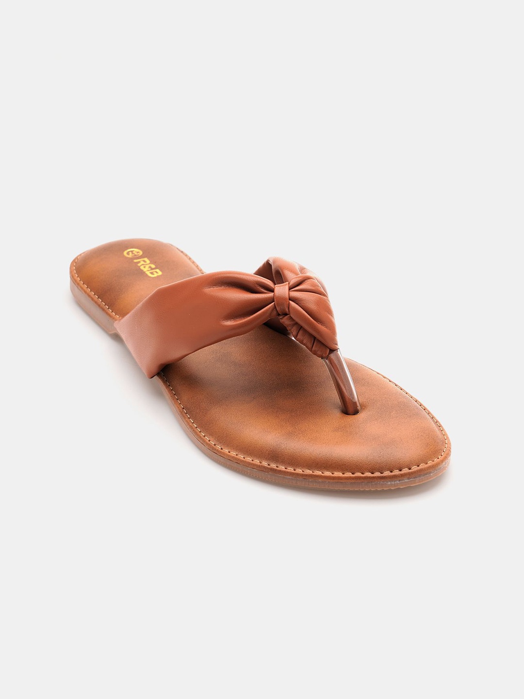 

R&B Women Basic T-Strap Flats, Tan