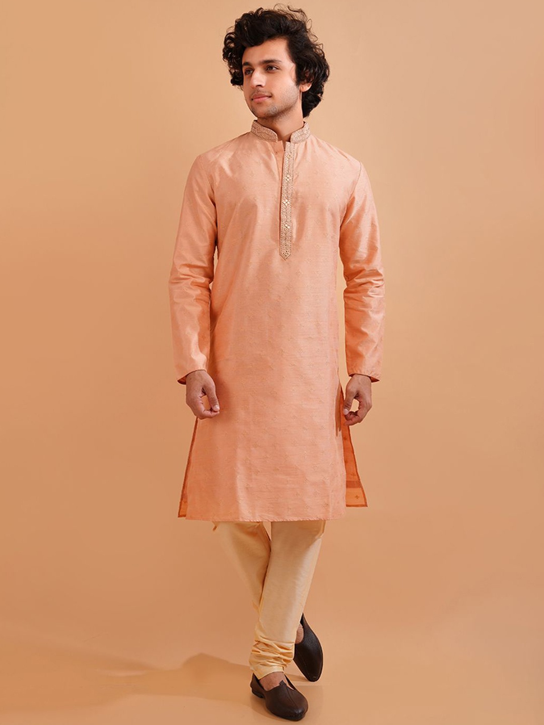 

azania Men Kurta, Peach