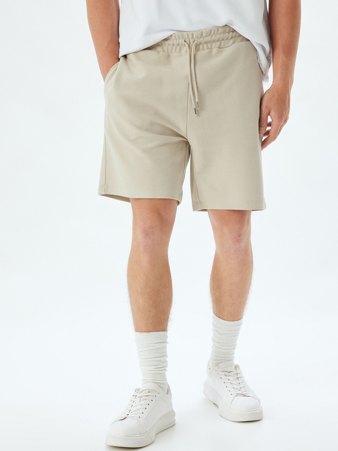 

Koton Men Cotton Regular Fit Cargo Shorts, Beige