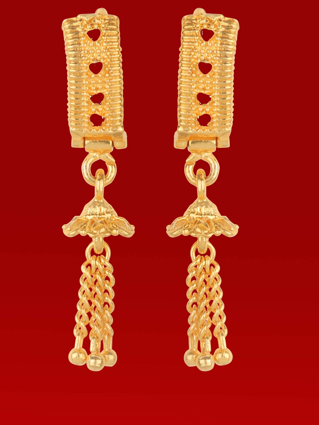 

Heer Collection Contemporary Jhumkas Earrings, Gold
