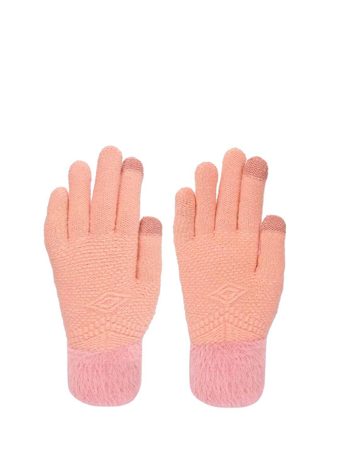 

LOOM LEGACY Women Patterned Acrylic Winter Gloves, Orange