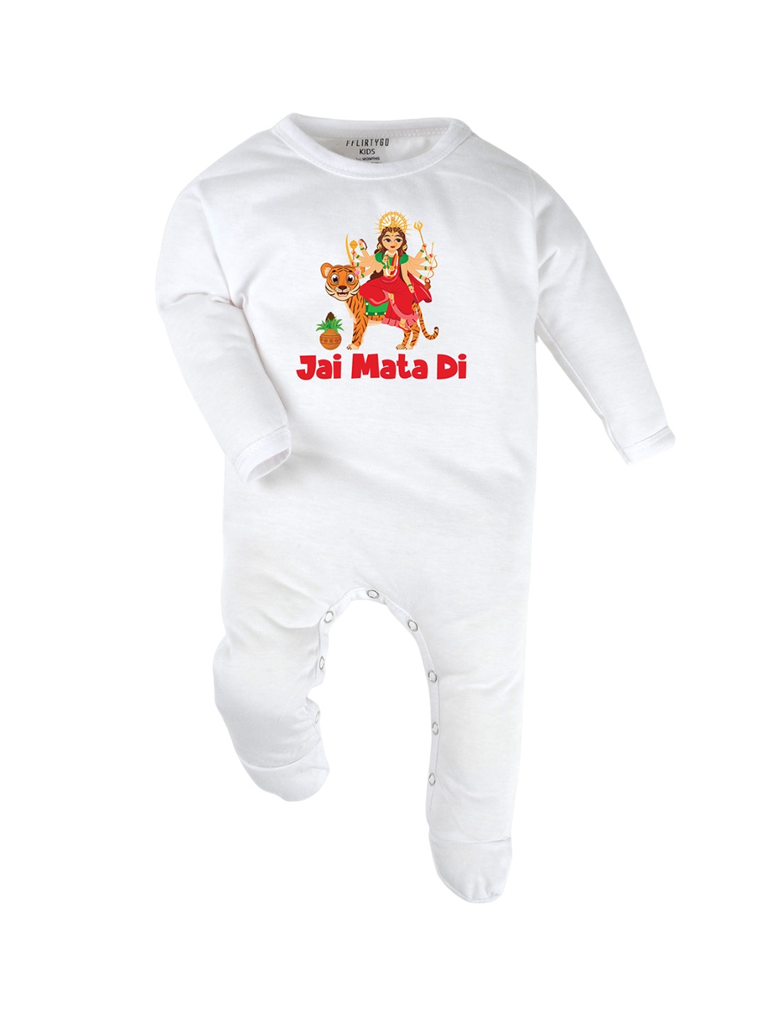 

FFLIRTYGO Infants Printed Cotton Sleepsuits, White