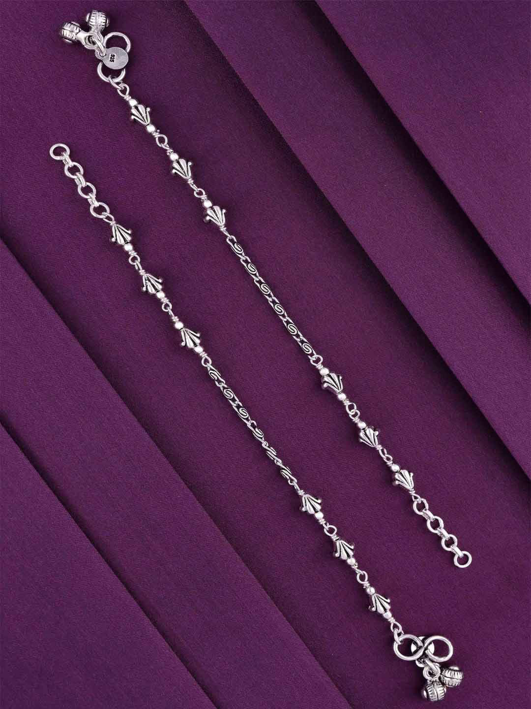 

KAI JEWEL Girls 925 Sterling Silver Rhodium-Plated Anklets