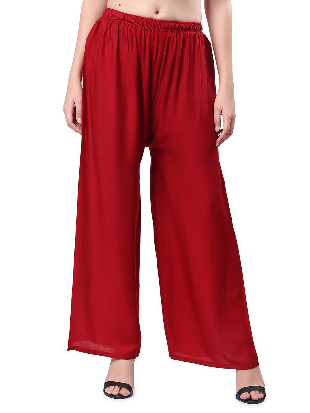 

Keviv Women Solid Wide Leg Palazzos, Maroon