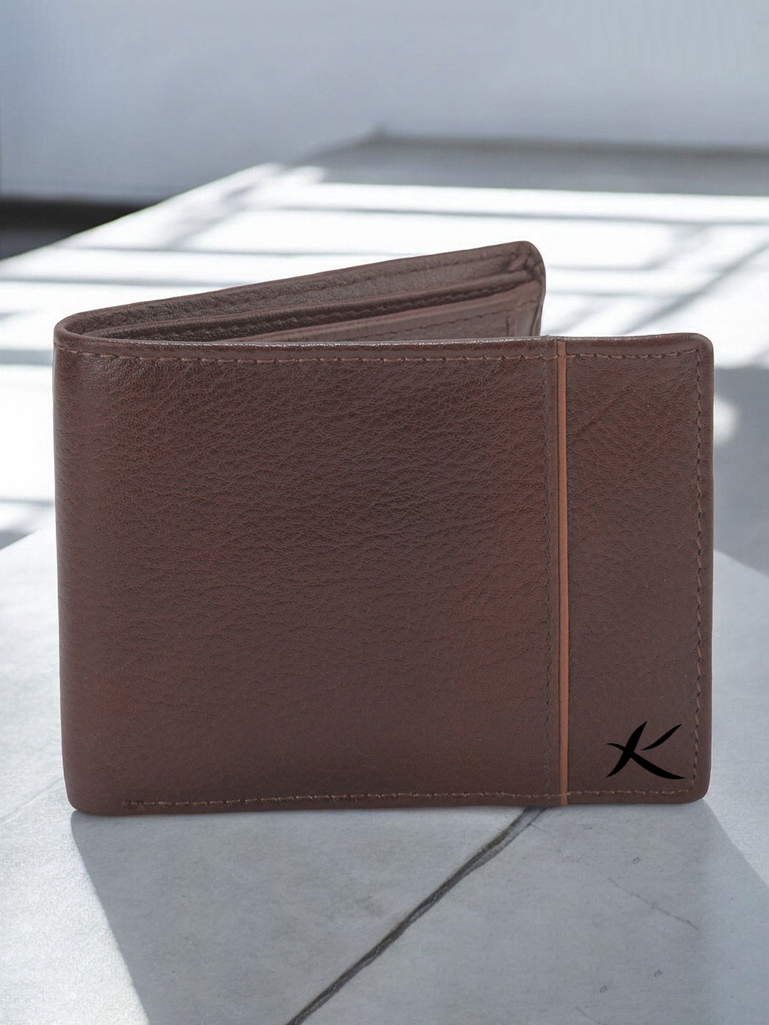 

Kastner Men Textured Leather Two Fold Wallet, Brown
