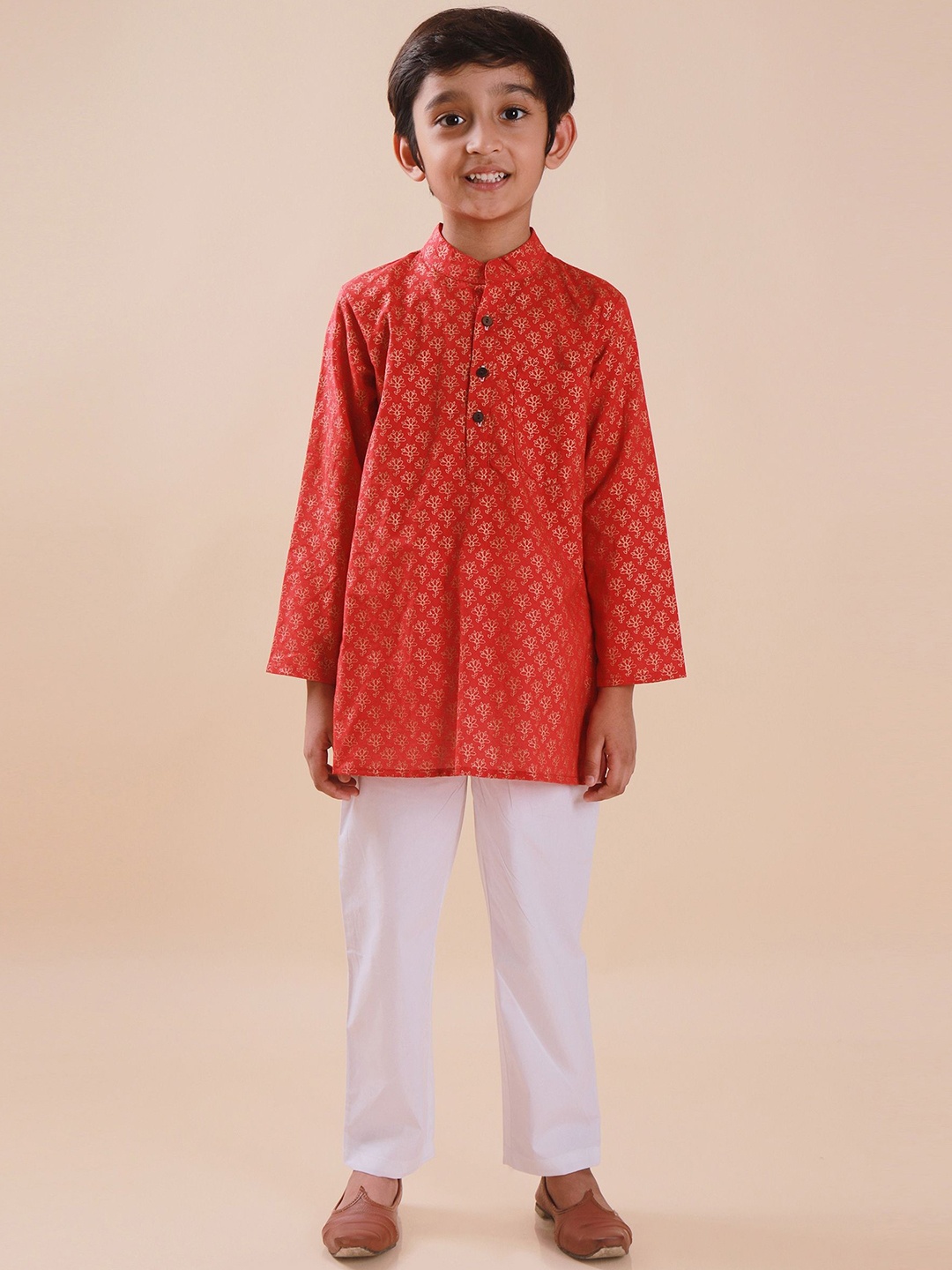 

Sangria Boys Printed Pure Cotton Straight Kurta, Red